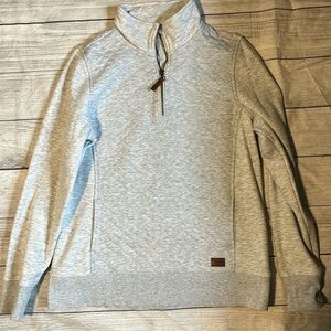 LL Bean Sweatshirt Womens Medium Gray Quilted 1/4 Zip Pullover Pocket Top